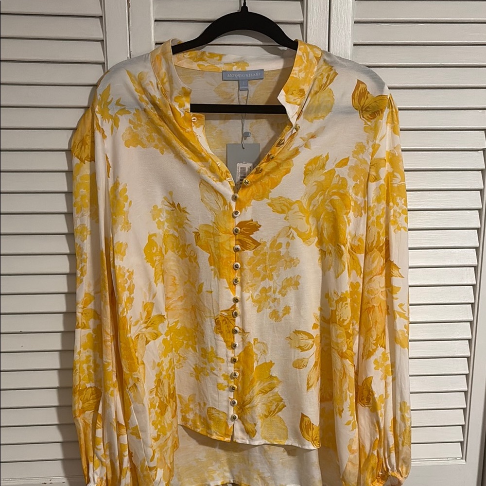 ANTONIO MELANI Yellow Button Down Blouse